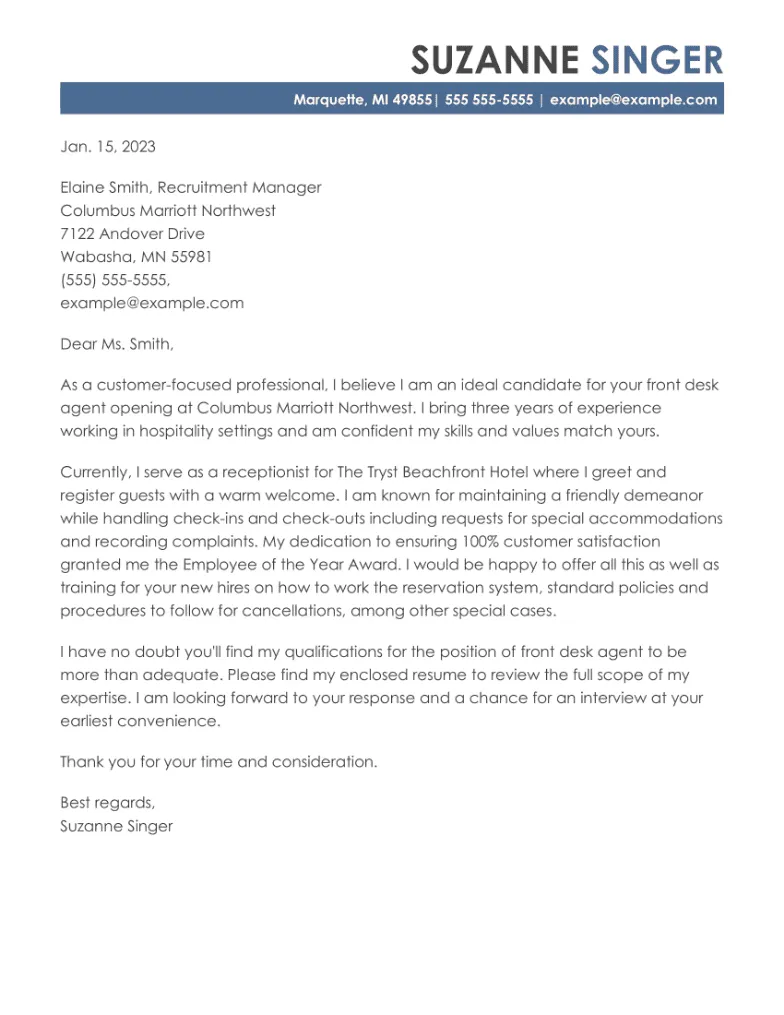 36627 tailor cover letter hospitality