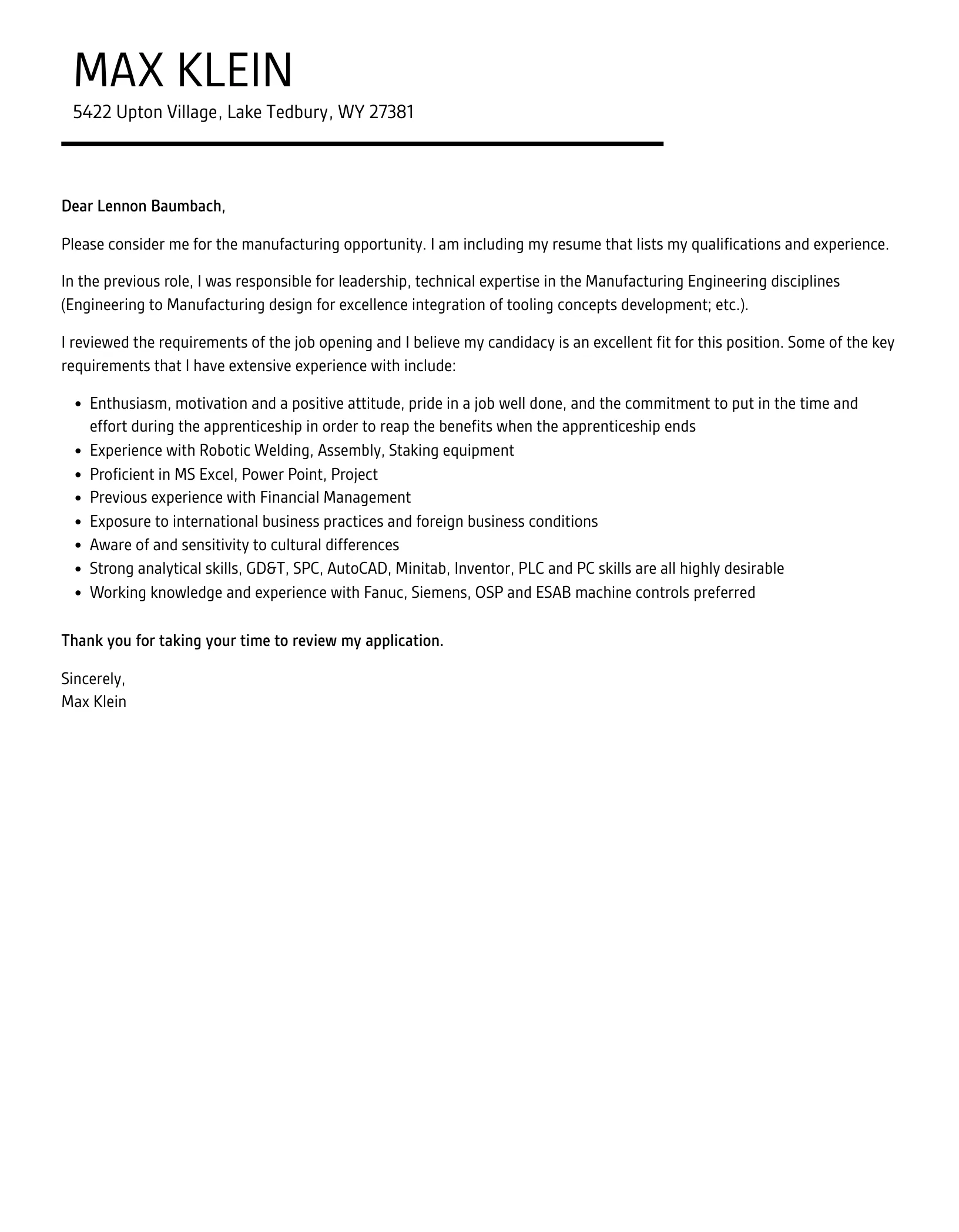36646 manufacturing cover letter mistakes