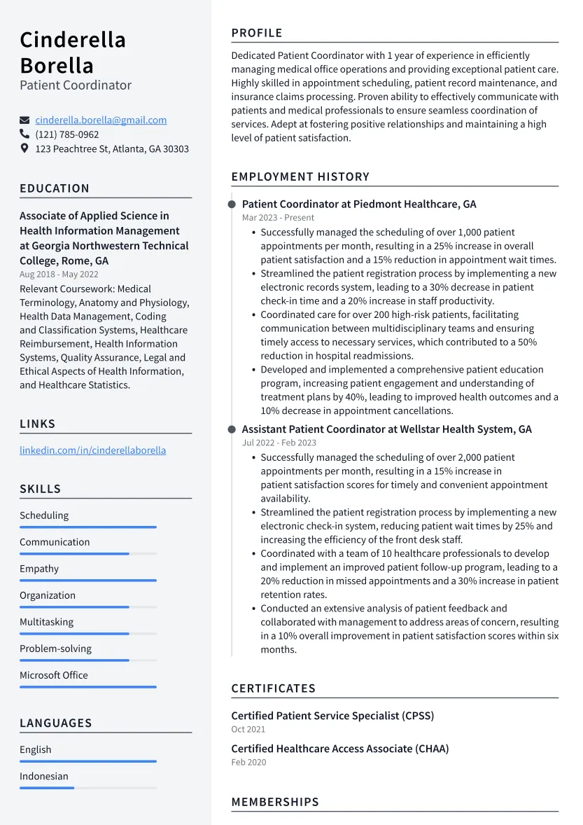 36655 patient coordinator resume