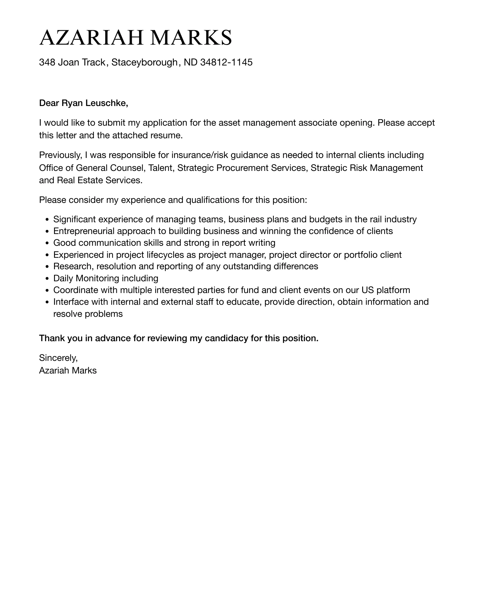 36656 formatting cover letter