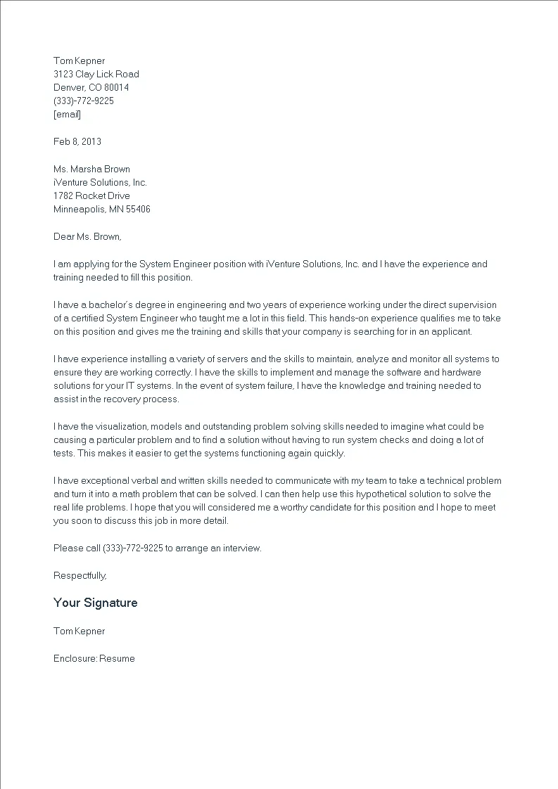 36667 engineer tailoring cover letter