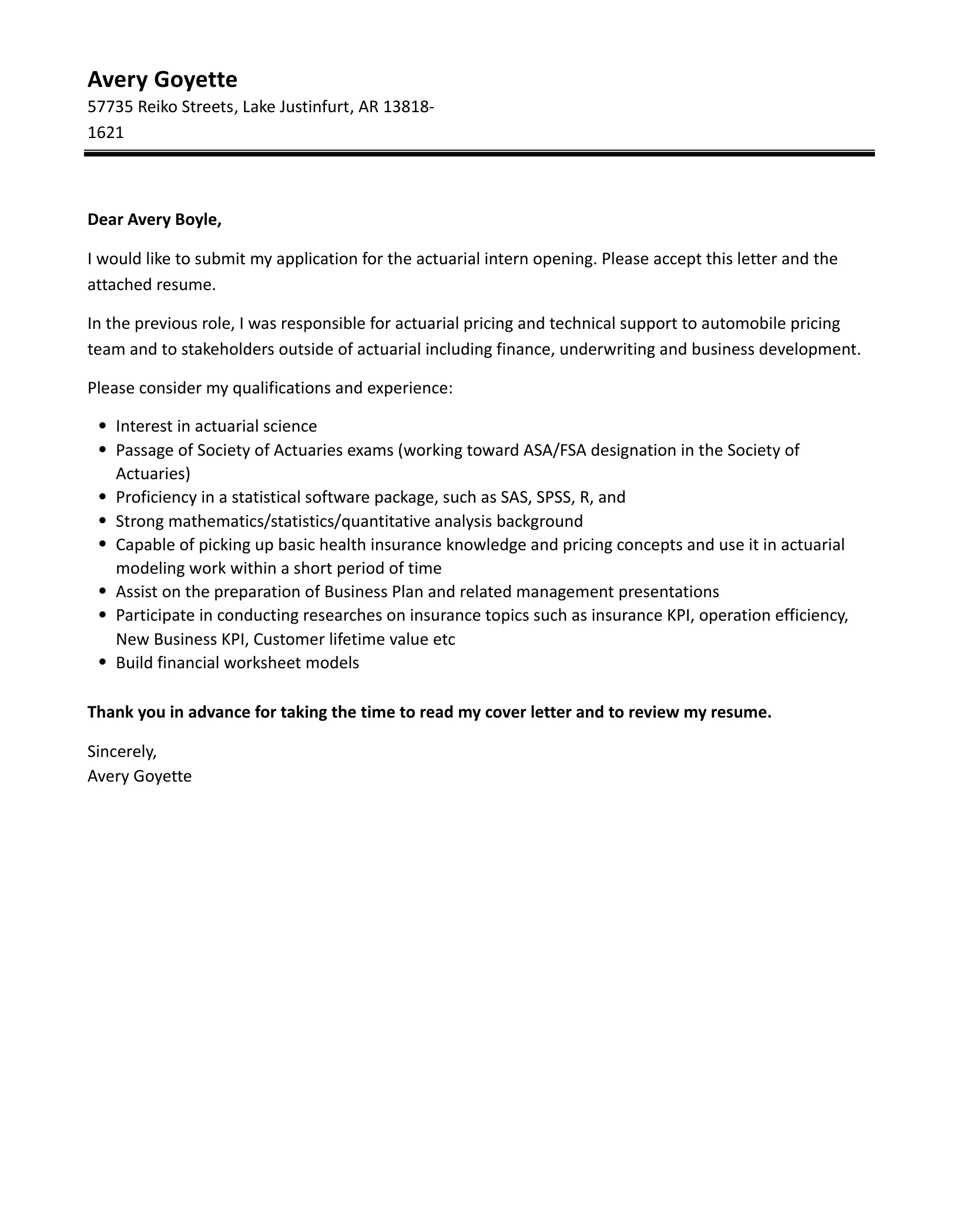 36671 actuarial intern role