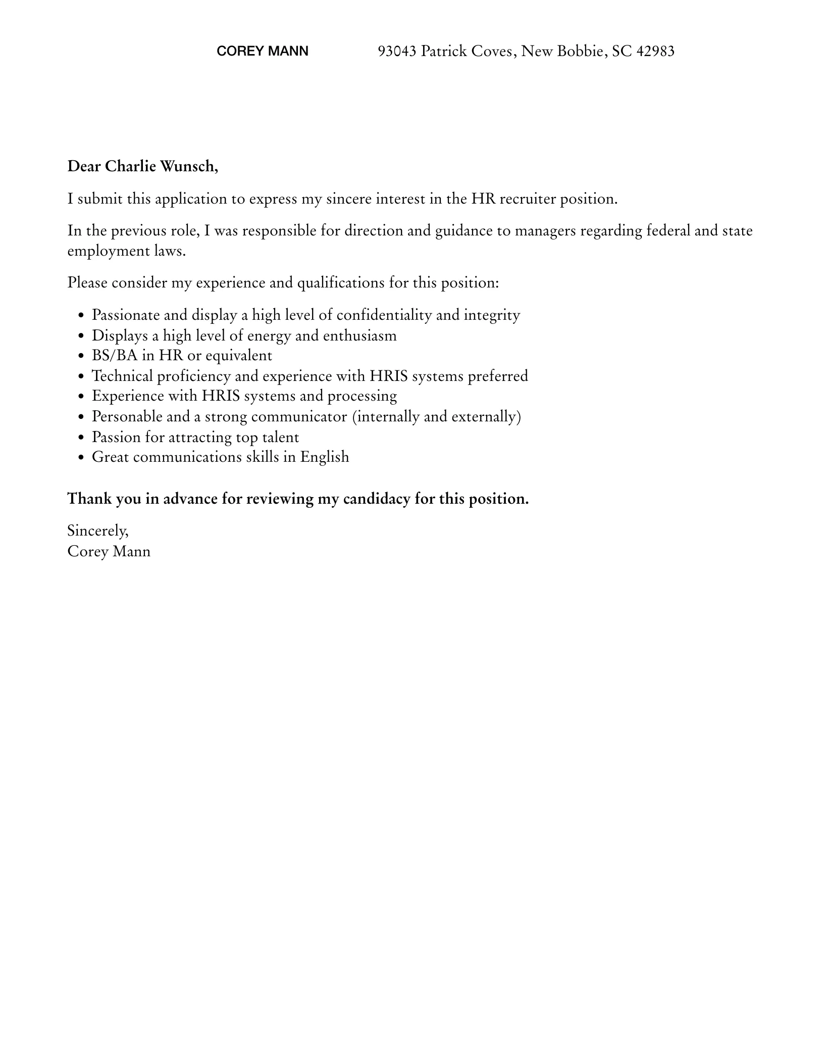 36687 formatting cover letter