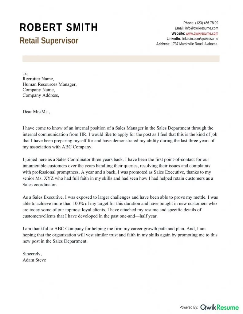 36729 cover letter example supervisor internal