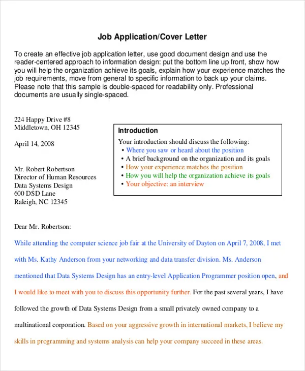 36734 cover letter formatting