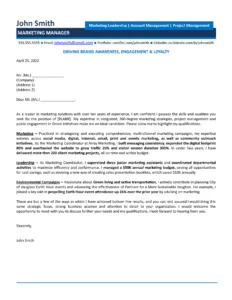 36742 marketing manager achievements