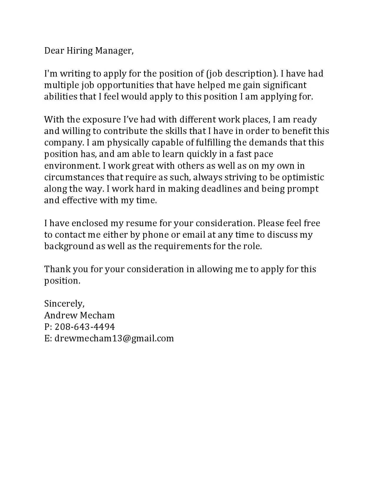 36743 tailoring cover letter