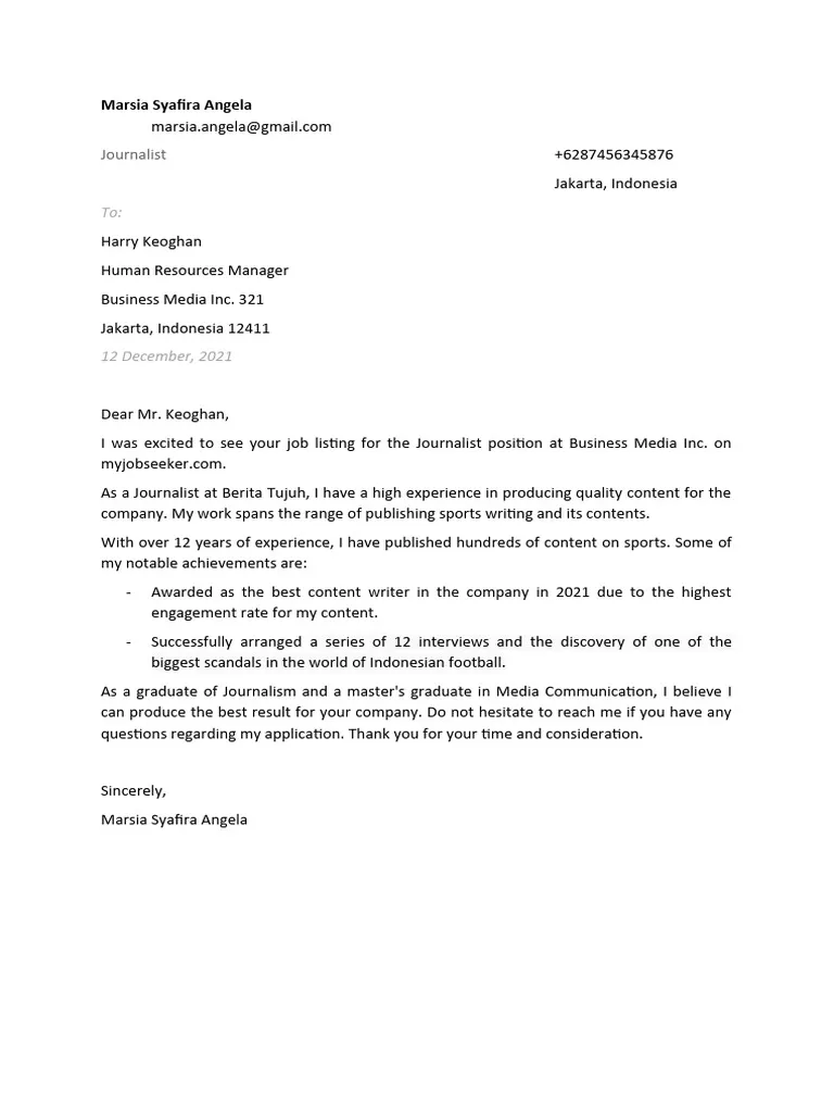 36754 journalism cover letter