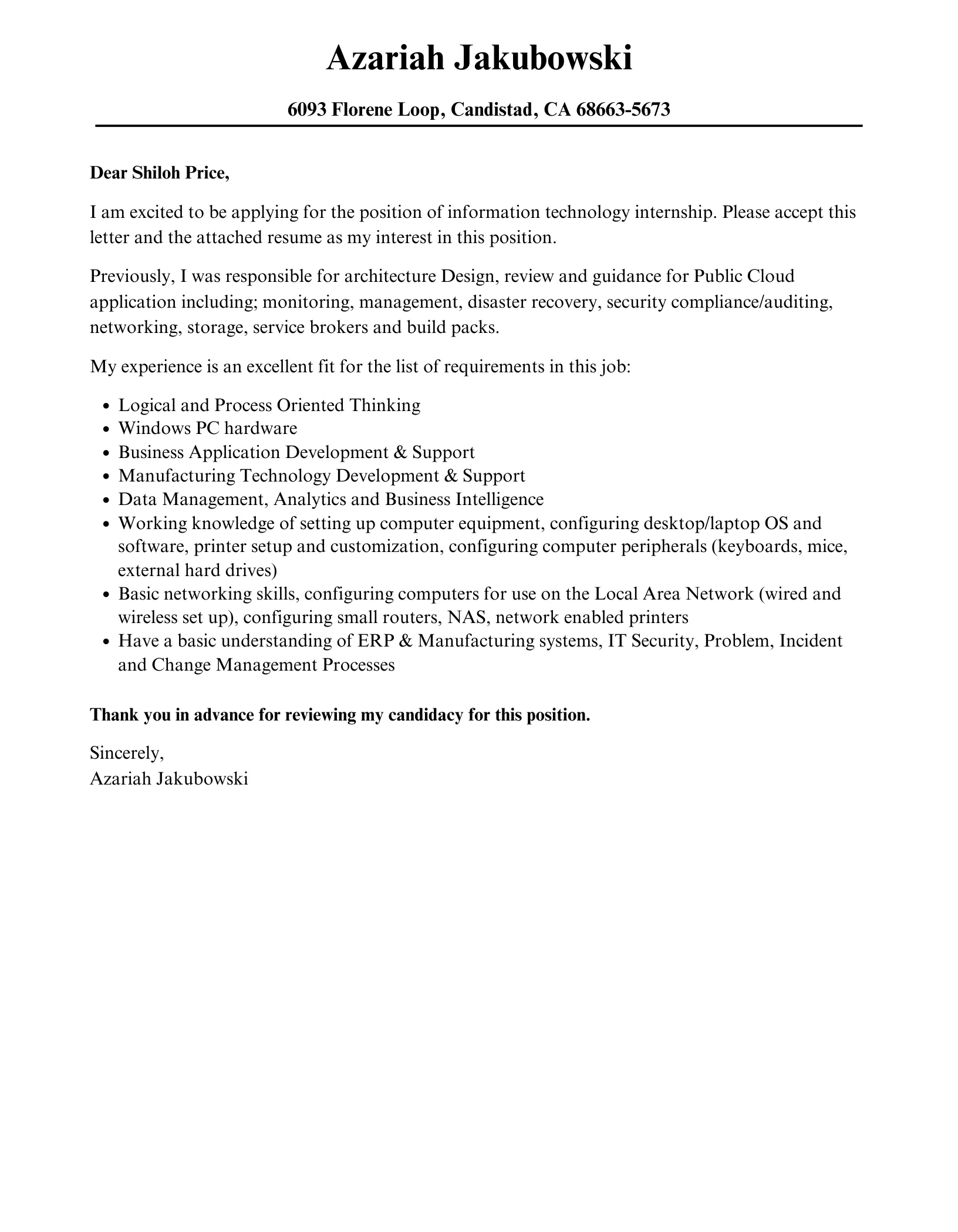 36770 it internship skills