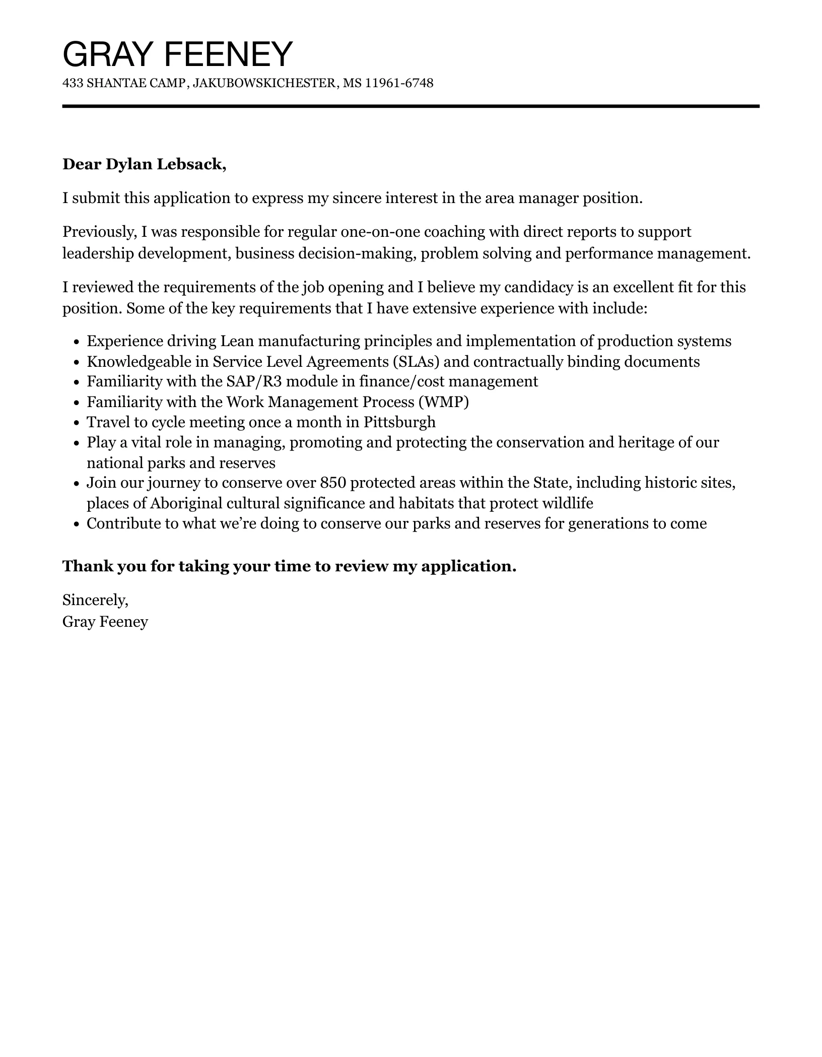 36778 area manager keywords