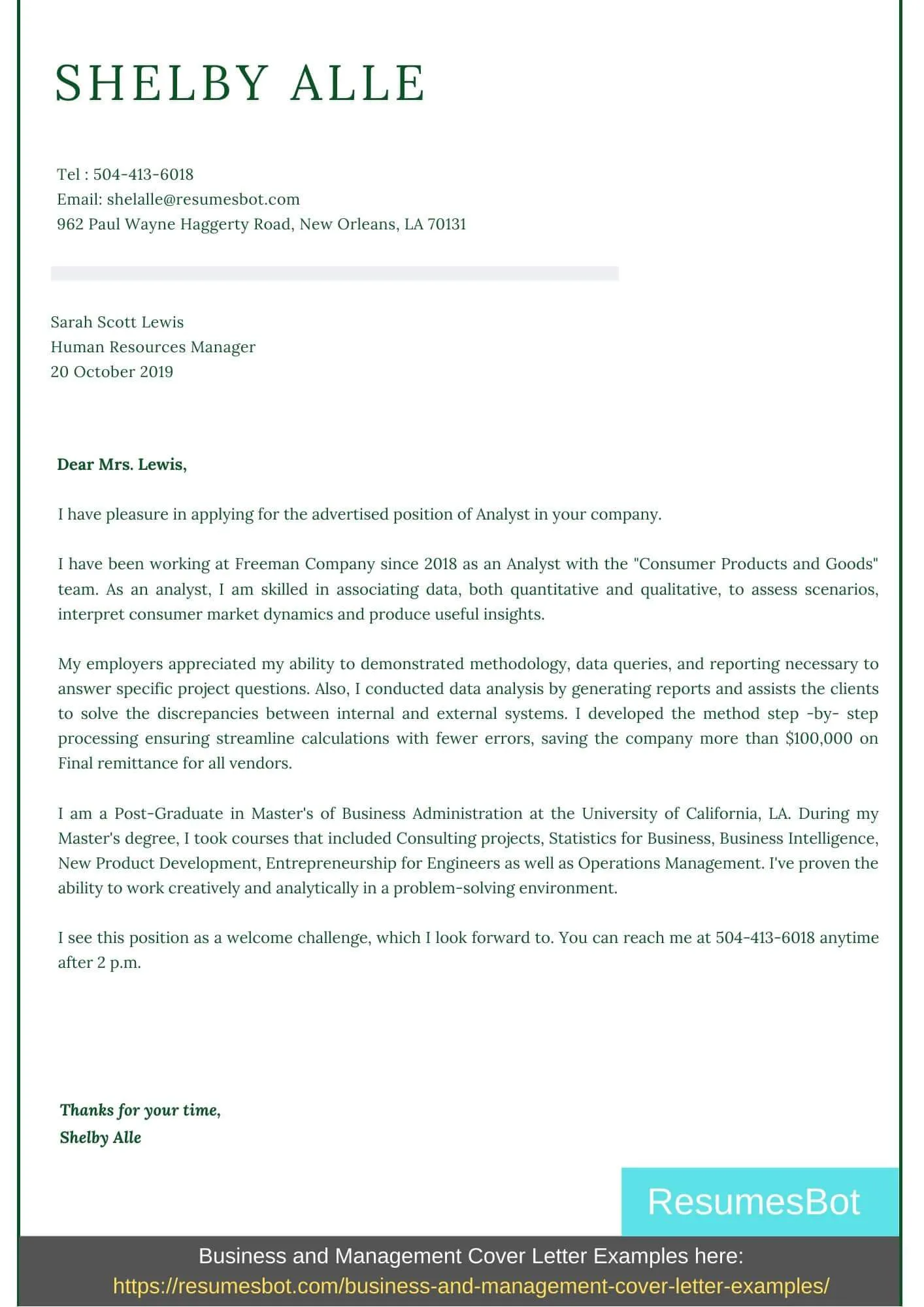 36784 cover letter format management analyst