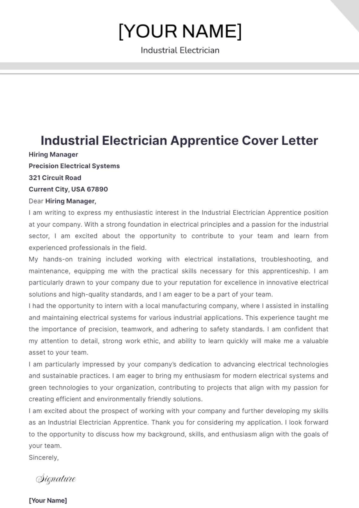 36785 industrial electrician follow up