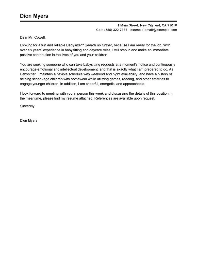 36786 professional cover letter