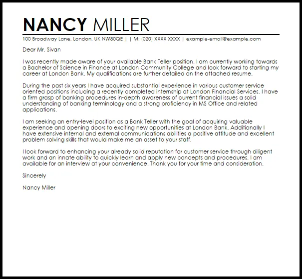 36789 professional cover letter