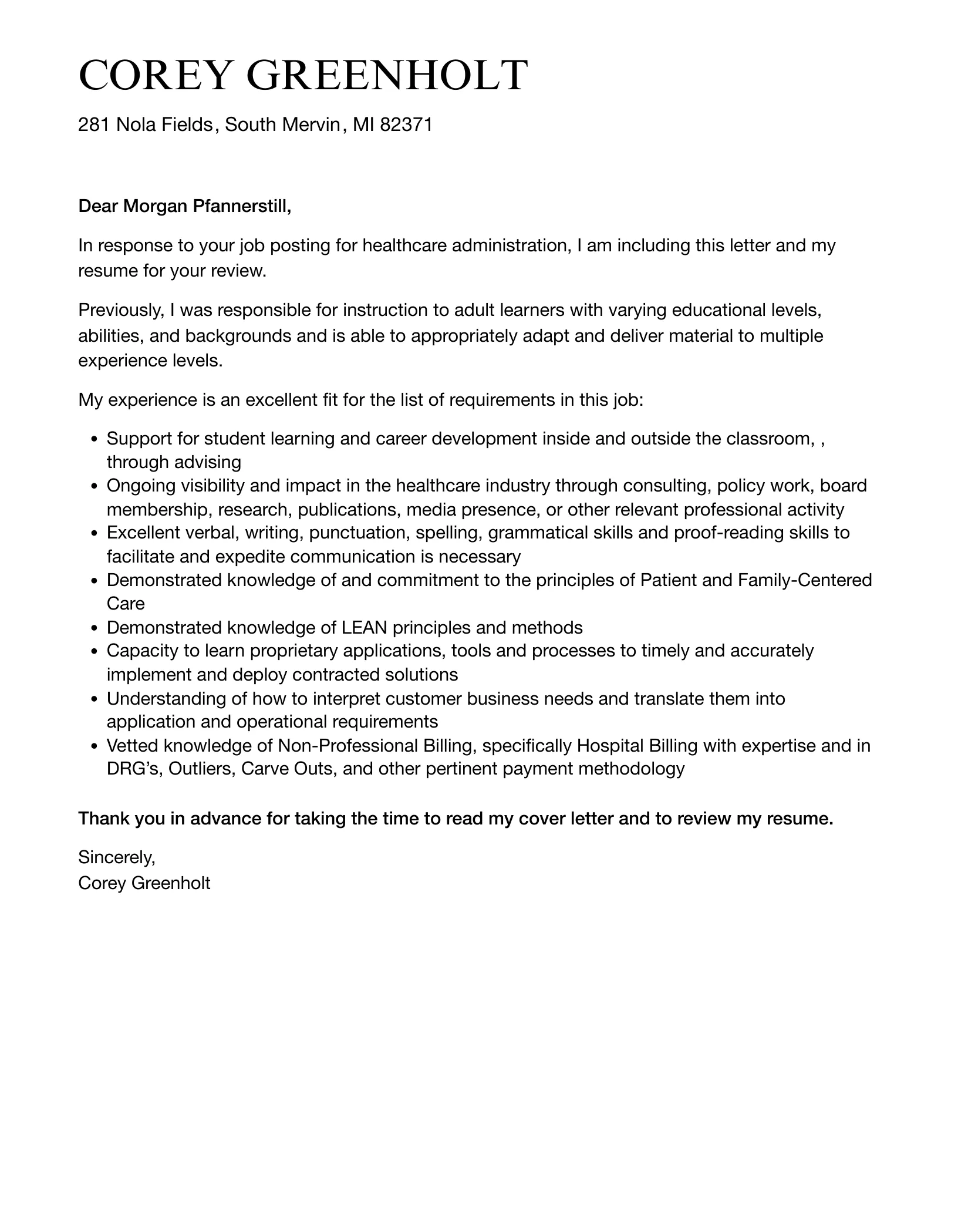 36799 tailoring cover letter