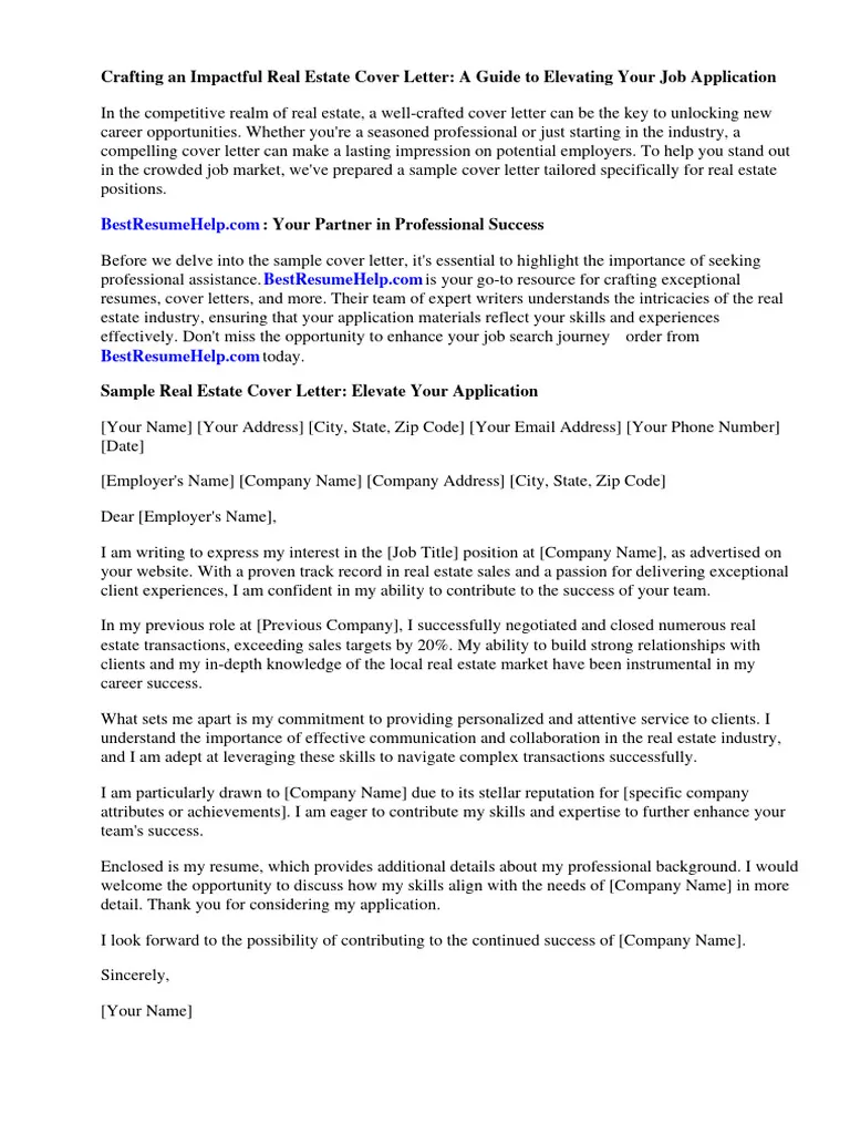 36812 real estate cover letter sending