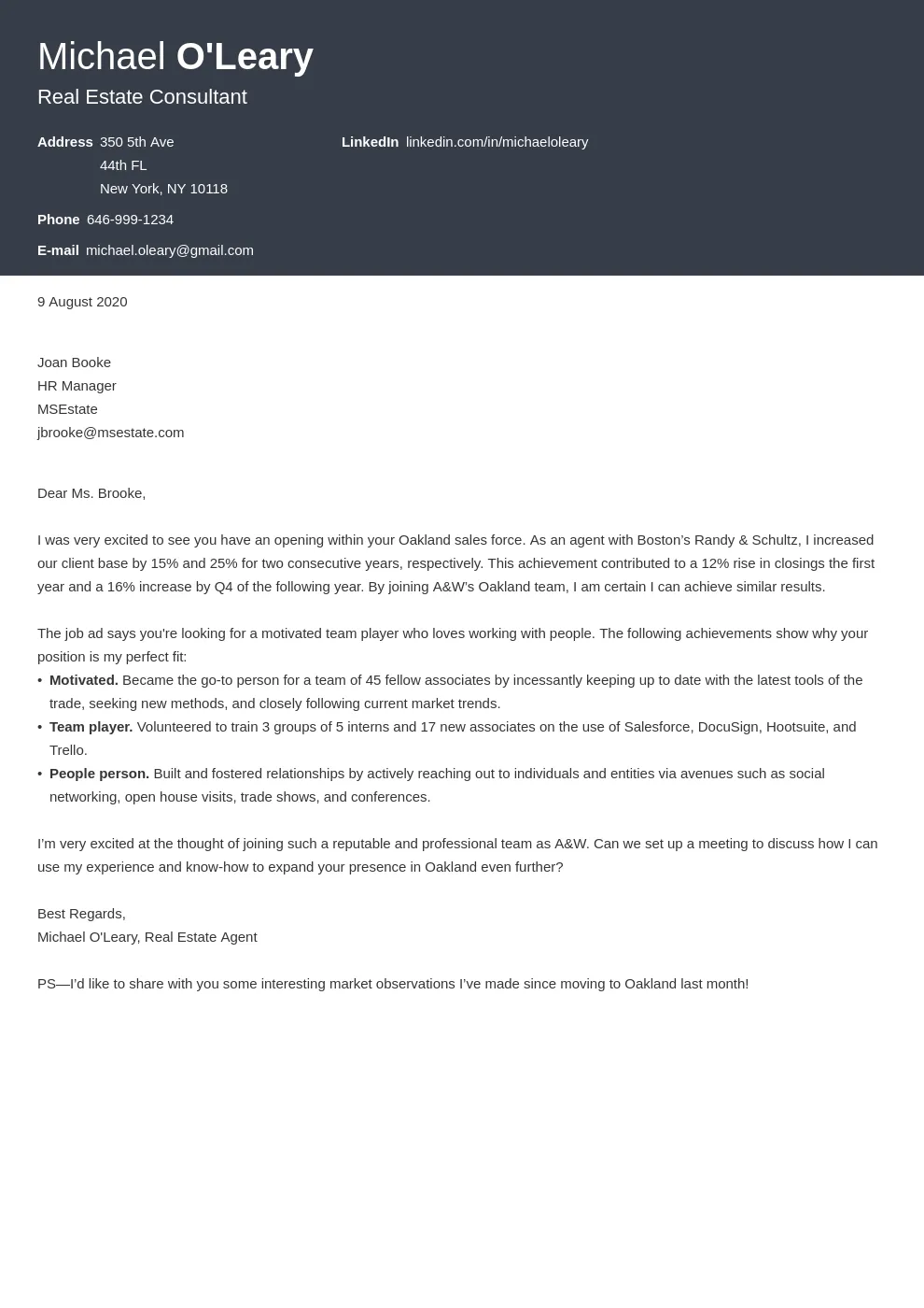 36812 real estate cover letter tailoring