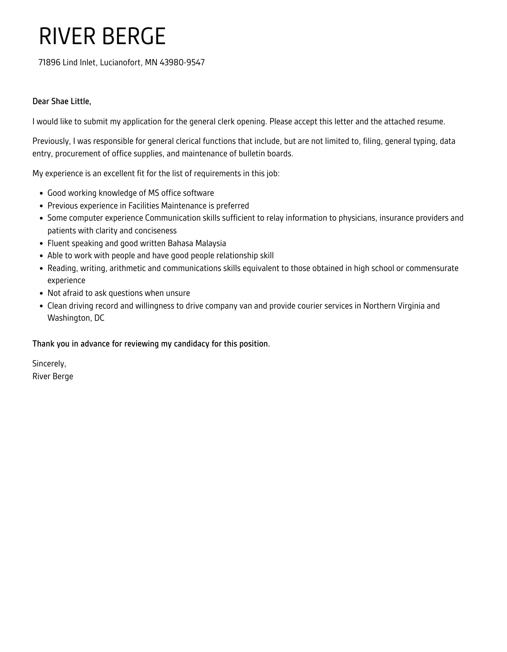 36822 general clerk organization