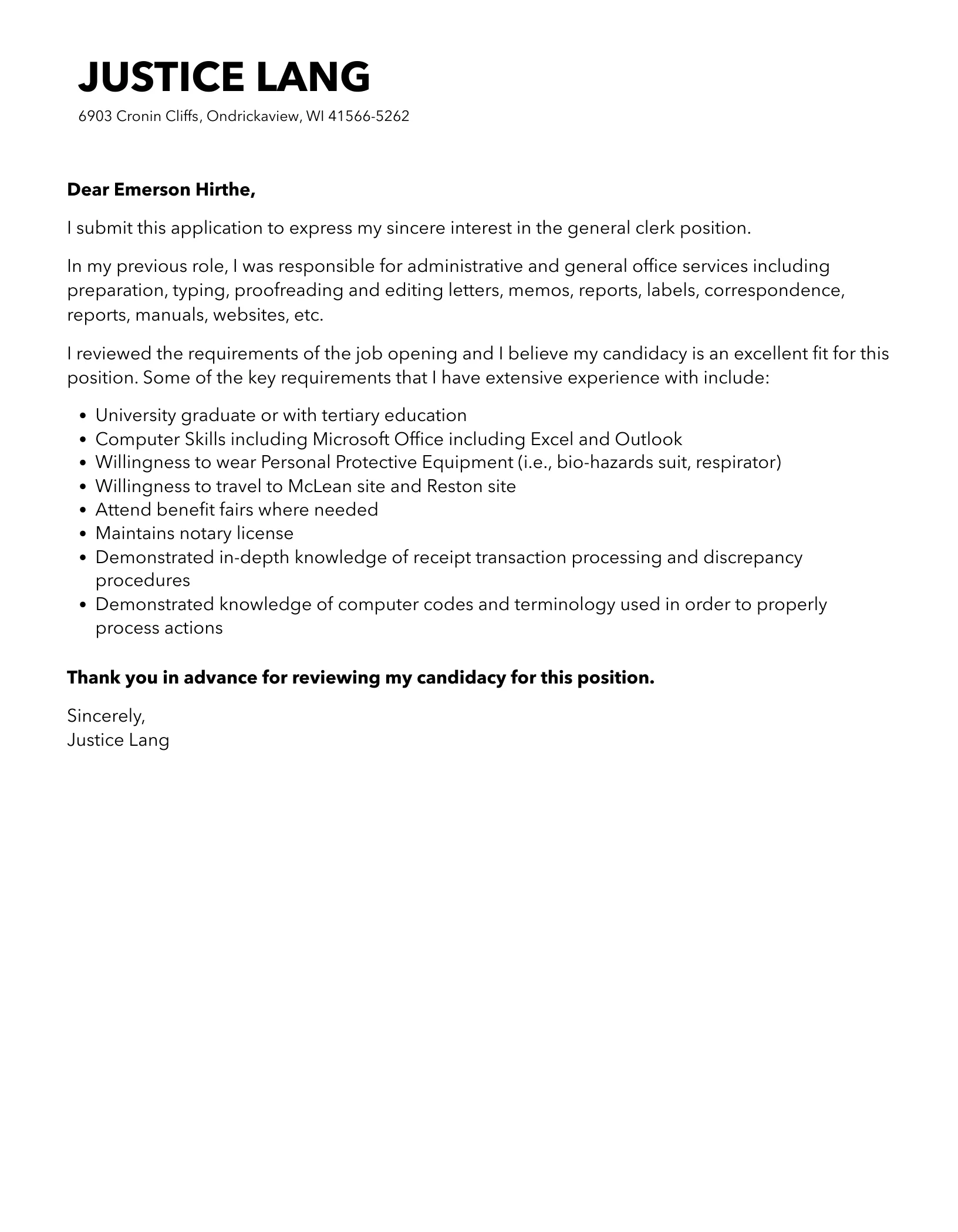 36822 general clerk technical skills