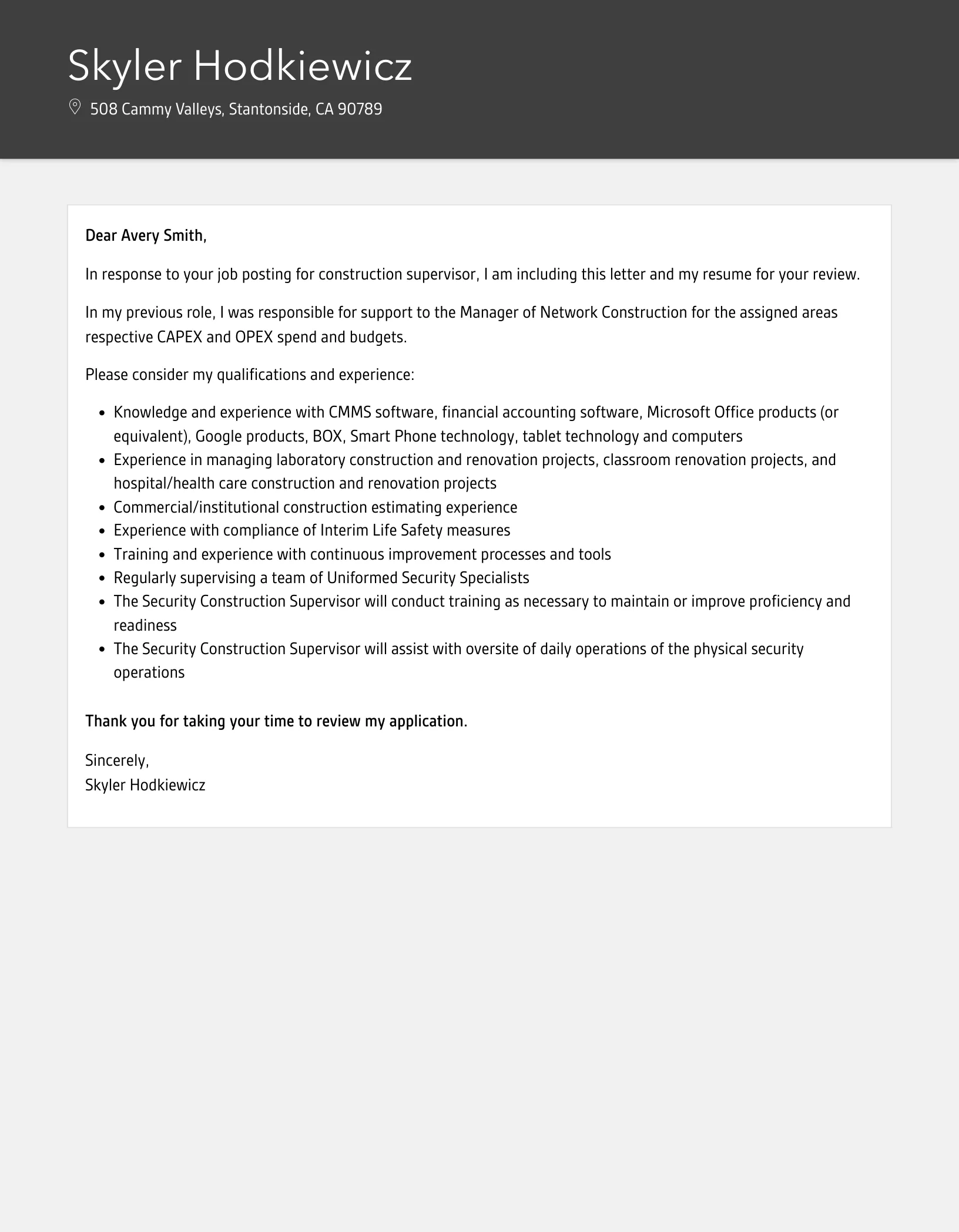 36840 construction supervisor skills