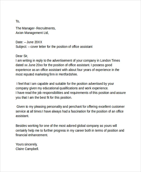 36867 cover letter importance