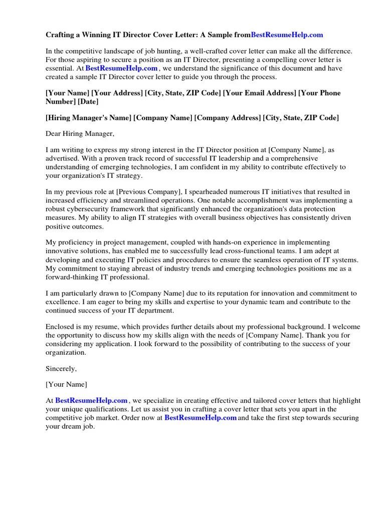 36872 it director cover letter template