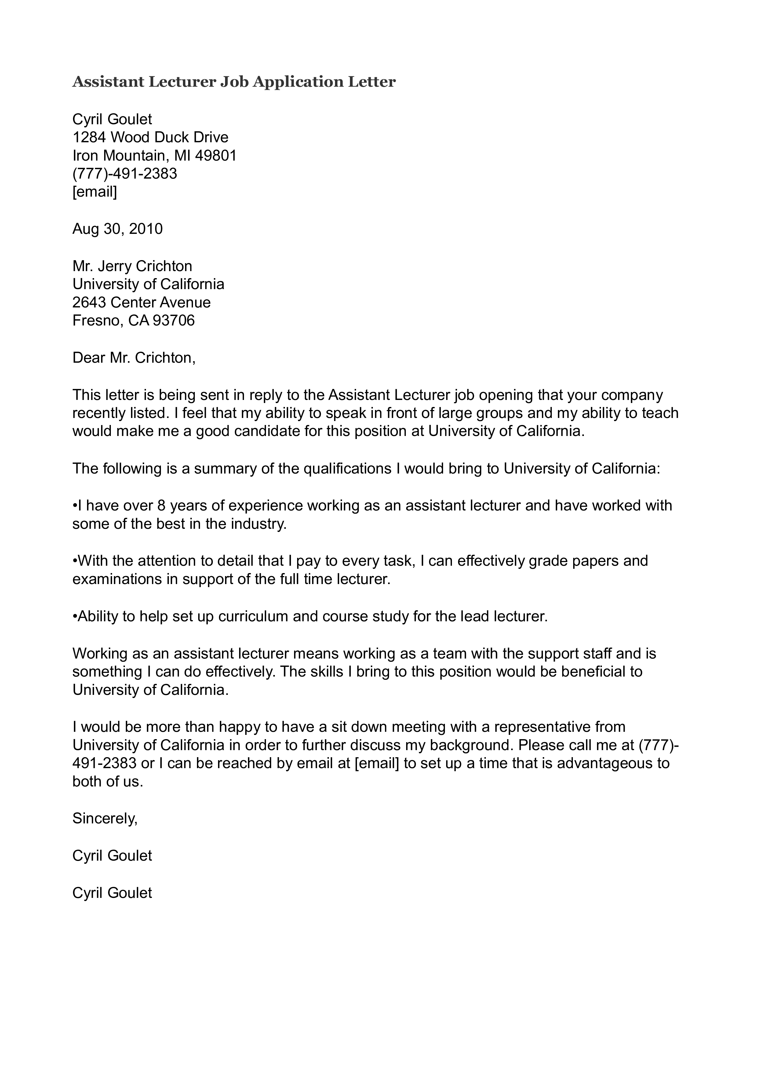 36874 highlight qualifications lecturer