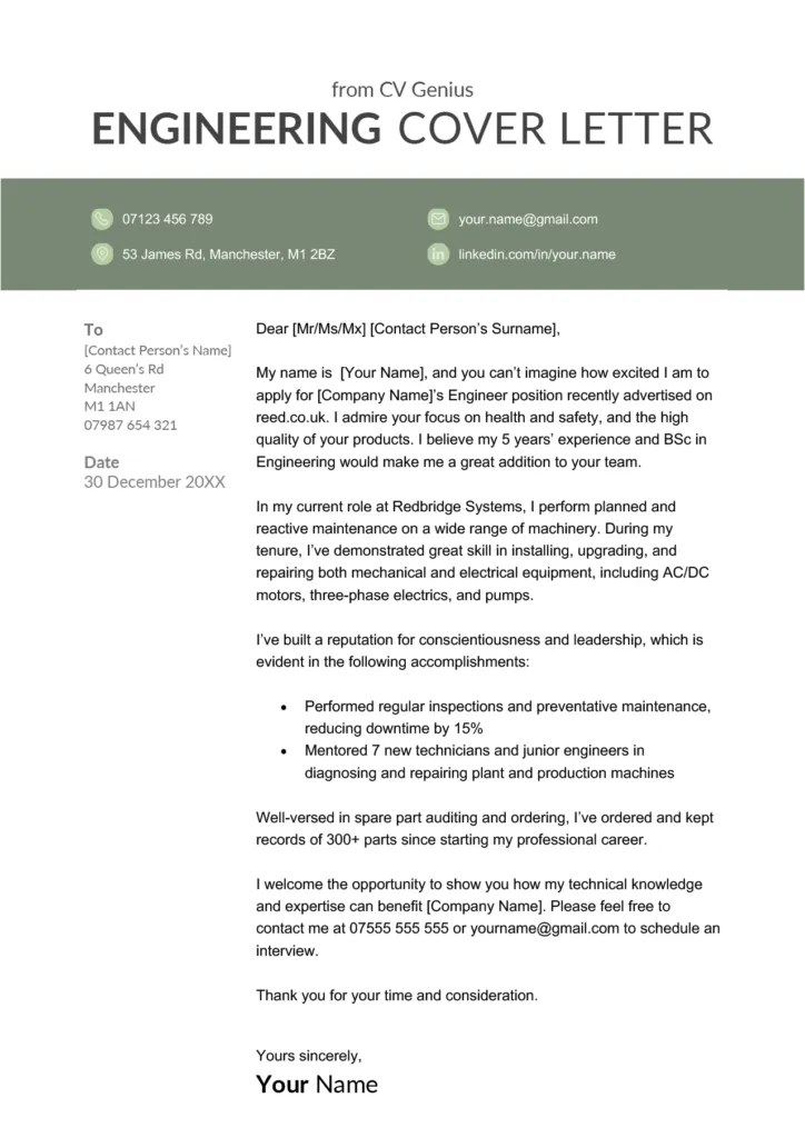 36886 engineering cover letter success