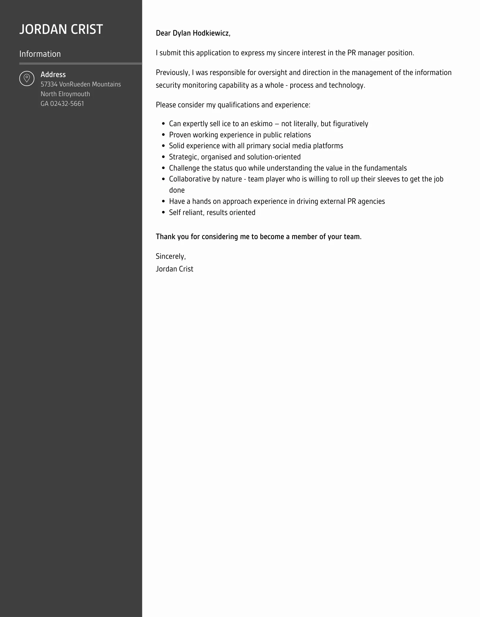 36896 tailoring cover letter