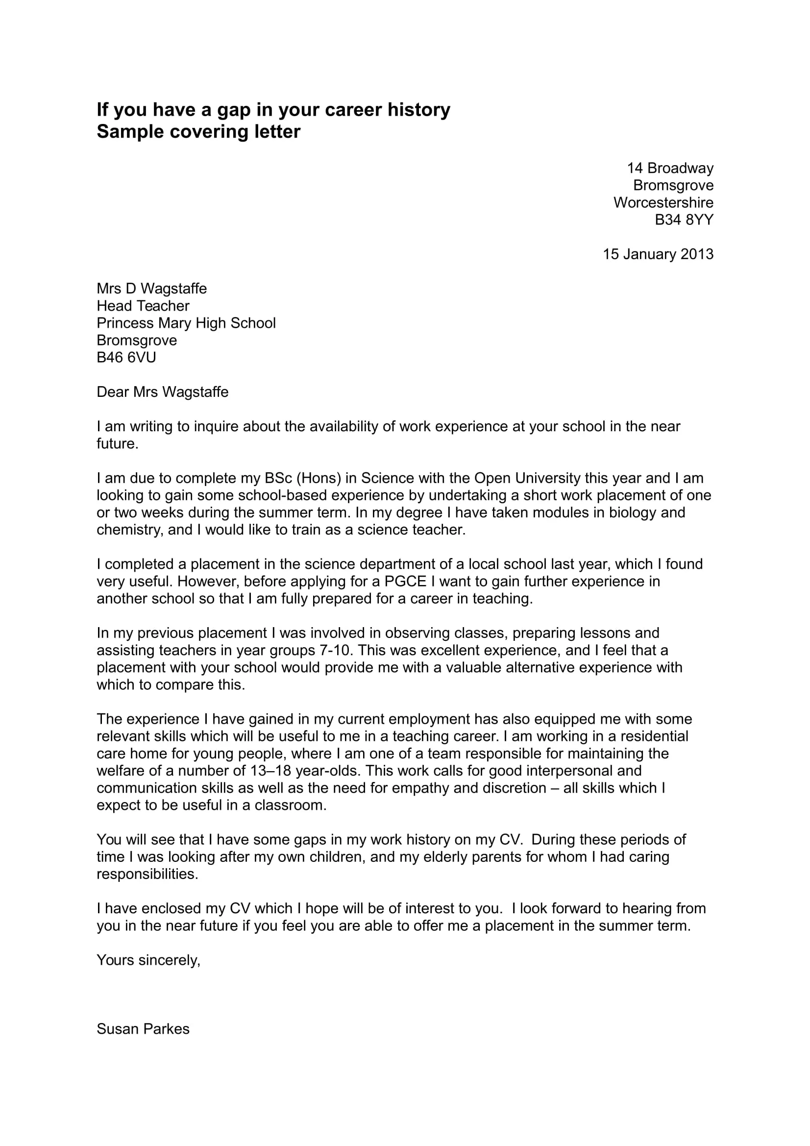 36898 cover letter purpose