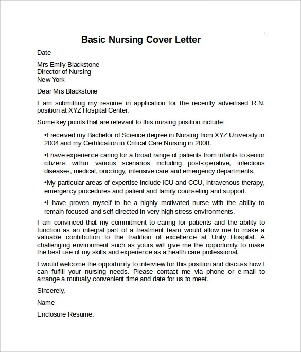 36899 nursing cover letter sample nurse manager