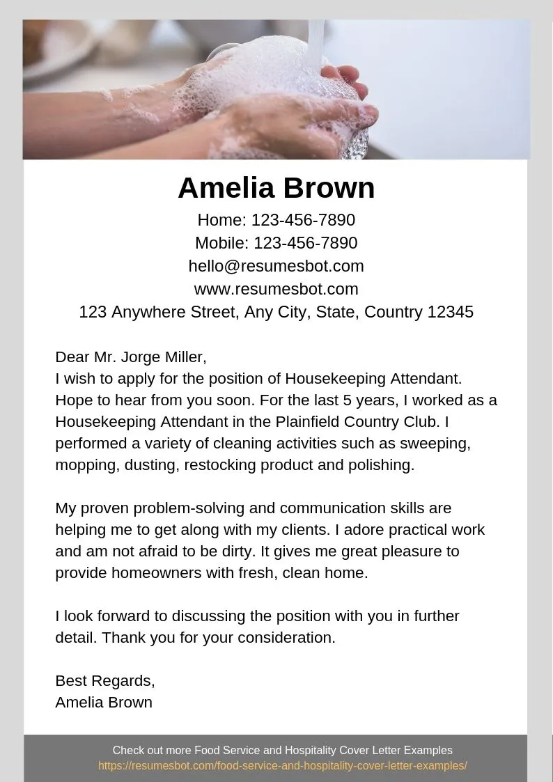 36907 housekeeping cover letter example