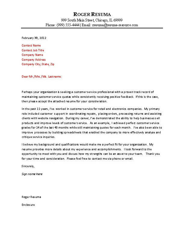 36920 customer service cover letter tips