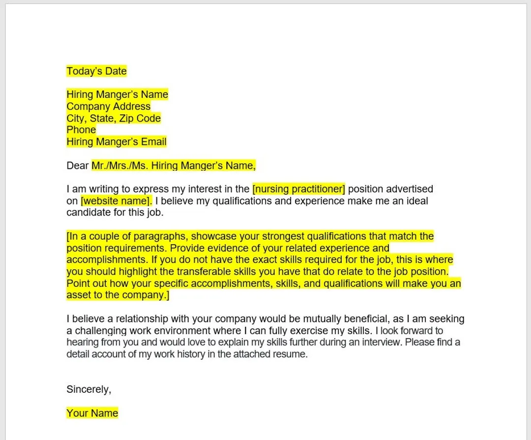 36922 nurse practitioner template