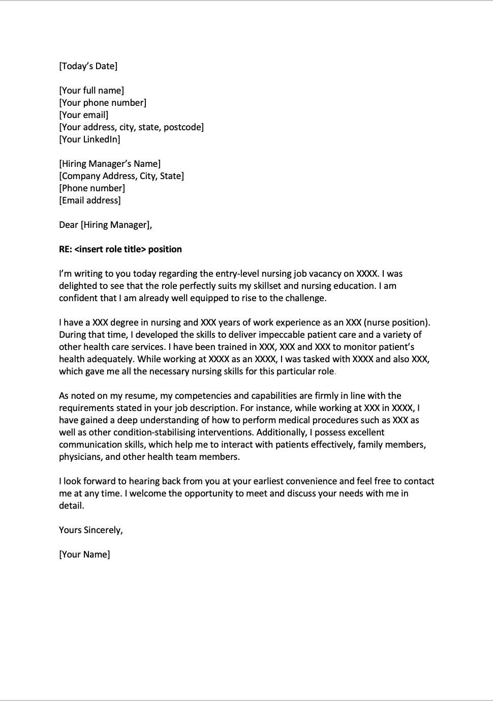 36924 nursing cover letter examples
