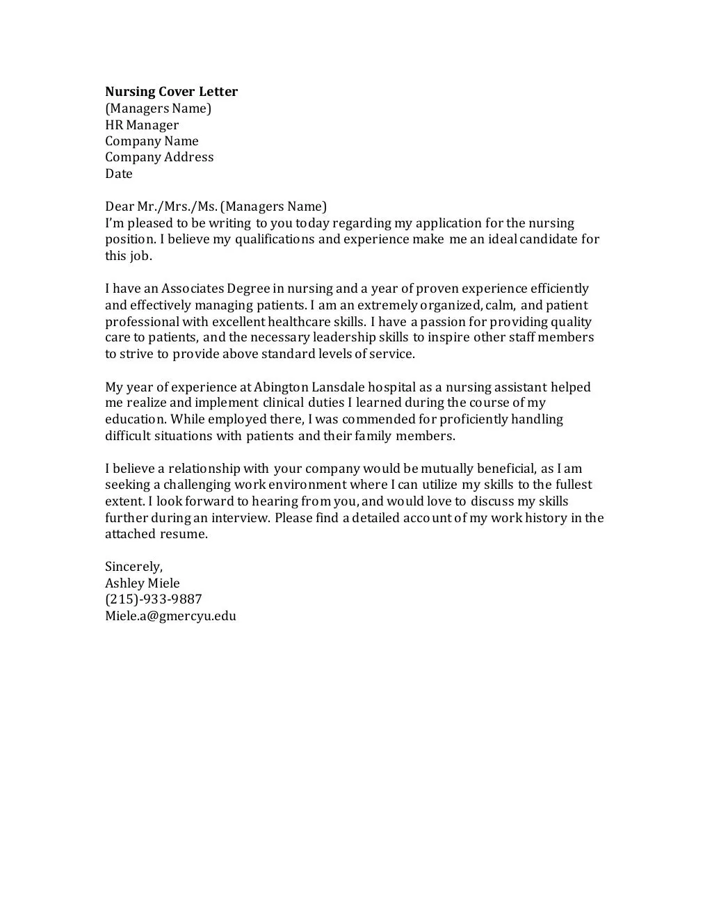 36924 nursing cover letter formatting