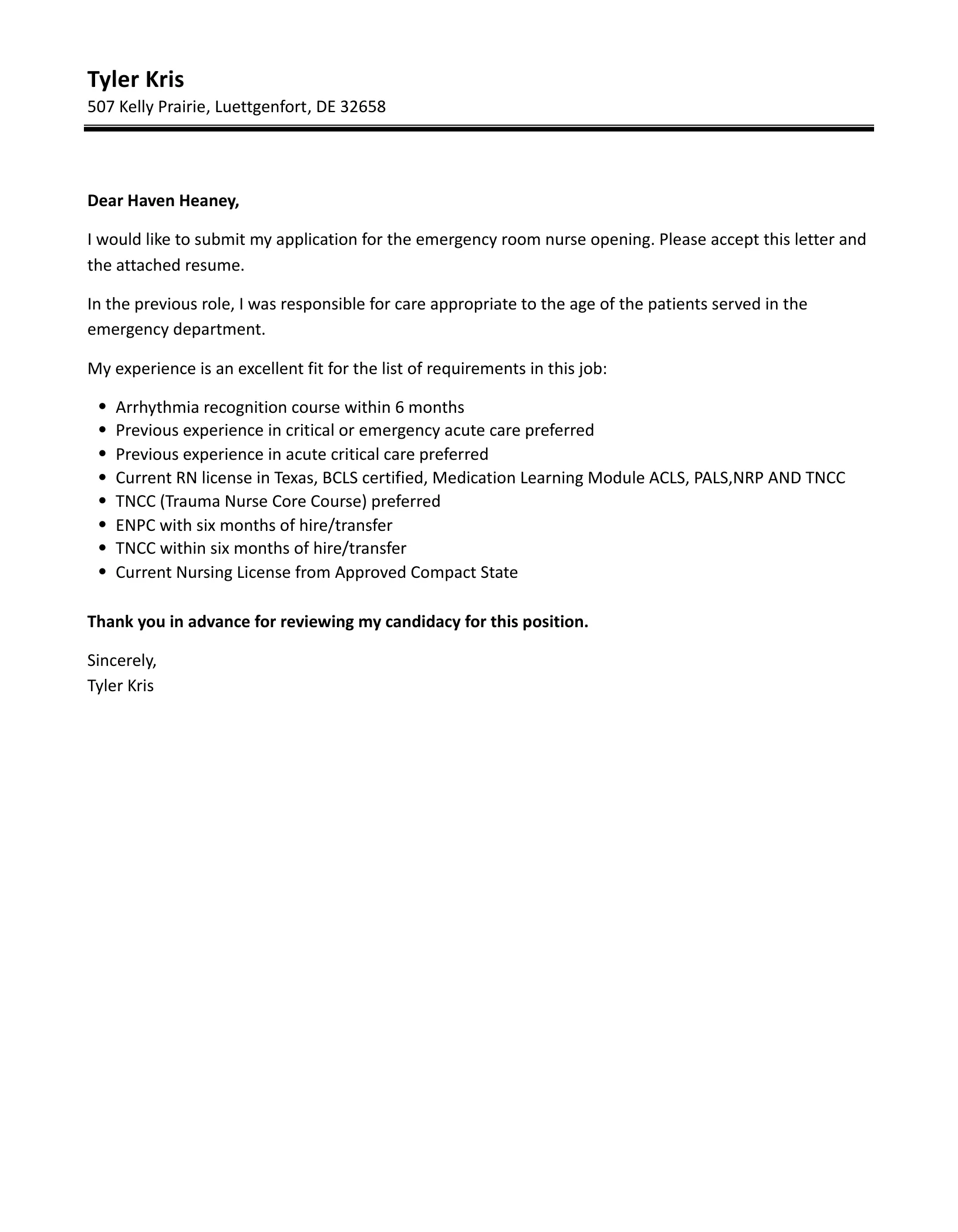 36934 er nurse cover letter components