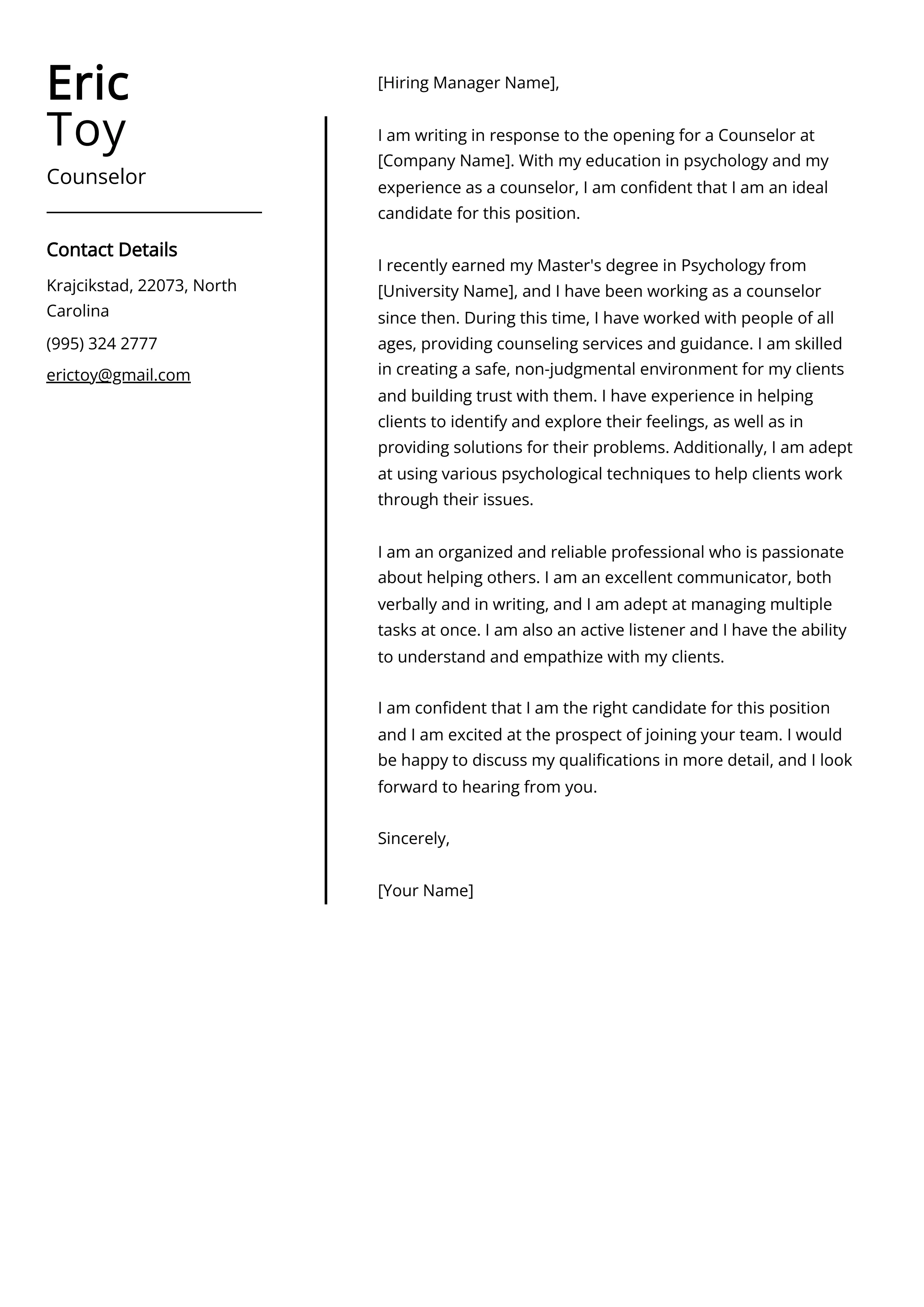 36939 counselor cover letter skills
