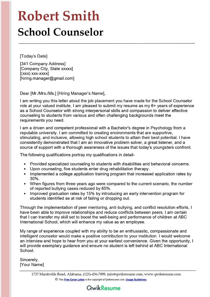 36939 counselor cover letter template